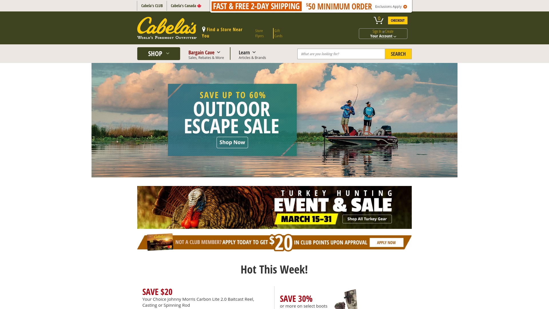 Geld zurück bei Cabelas: Jetzt im August 2025 Cashback für Cabelas sichern