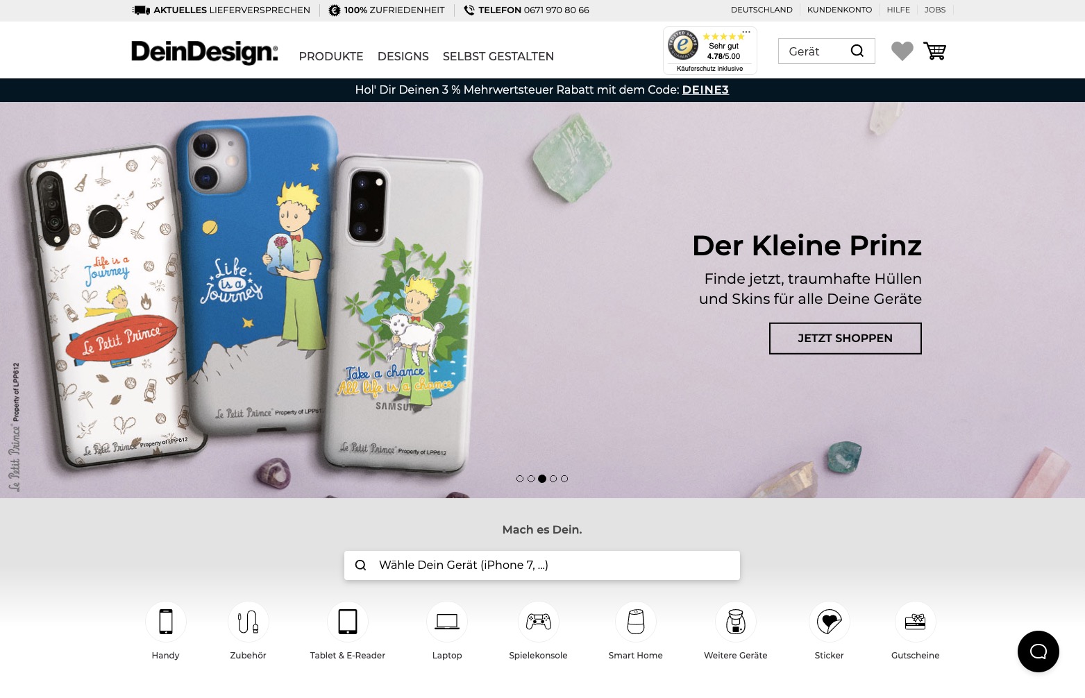 Geld zurück bei Deindesign: Jetzt im Juli 2025 Cashback für Deindesign sichern