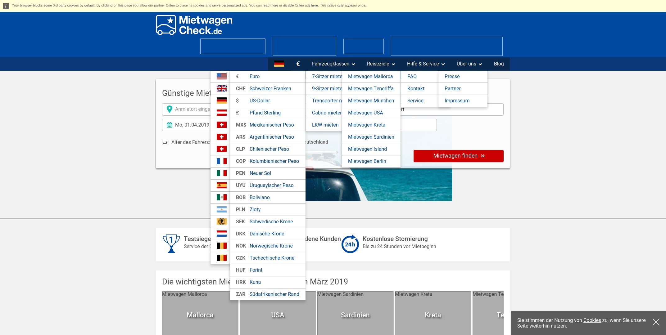 Geld zurück bei Mietwagen-check: Jetzt im September 2024 Cashback für Mietwagen-check sichern