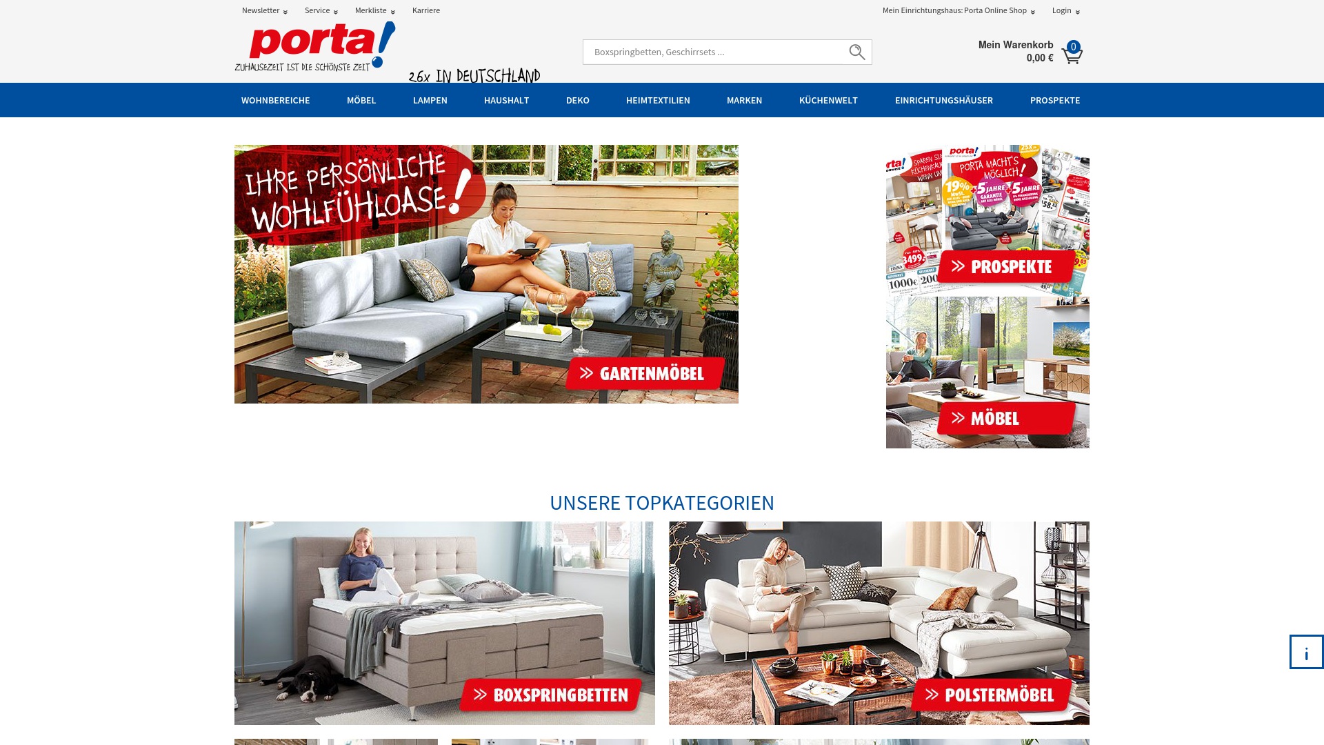 Geld zurück bei Porta: Jetzt im August 2025 Cashback für Porta sichern