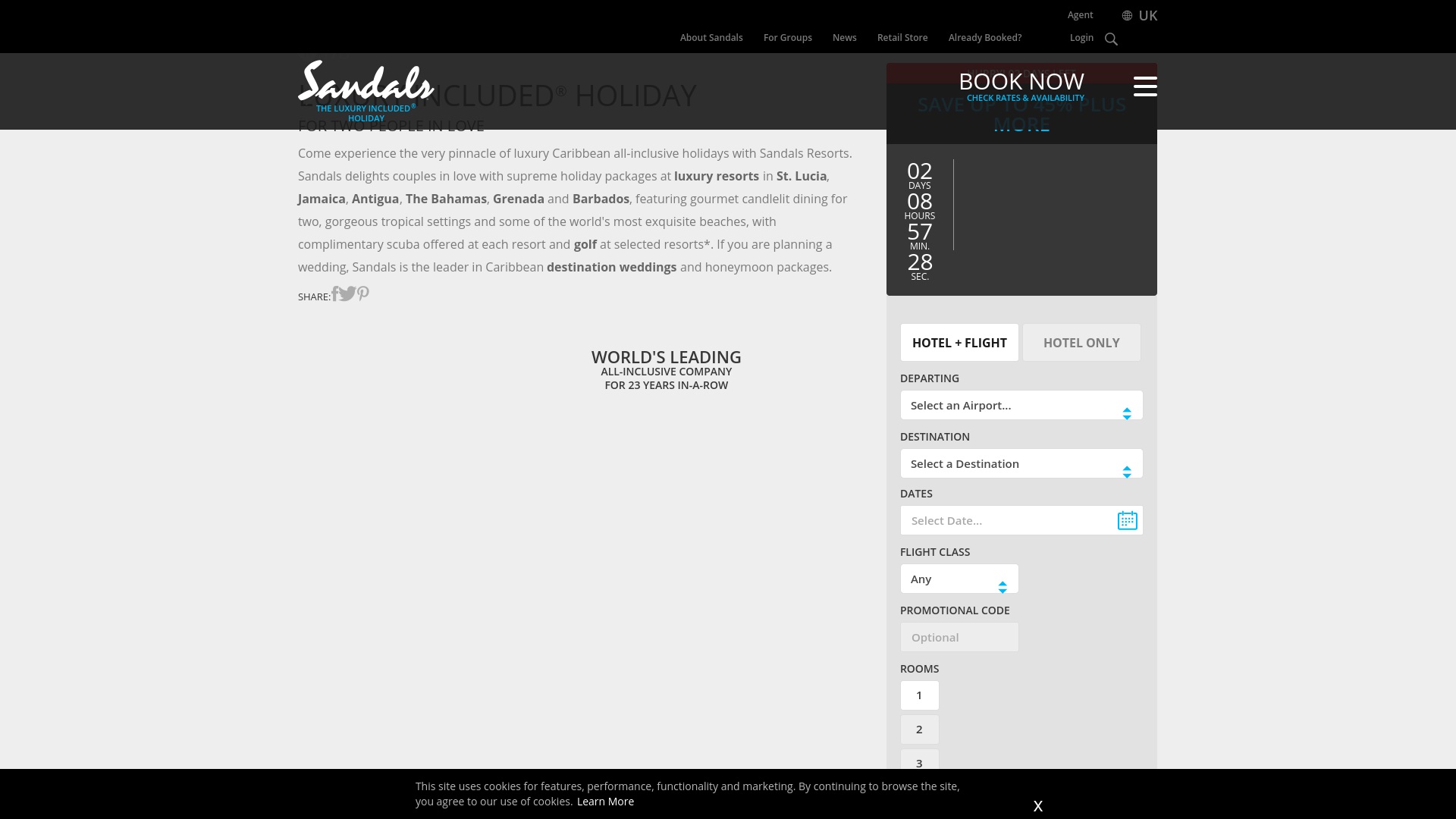 Geld zurück bei Sandals: Jetzt im November 2025 Cashback für Sandals sichern