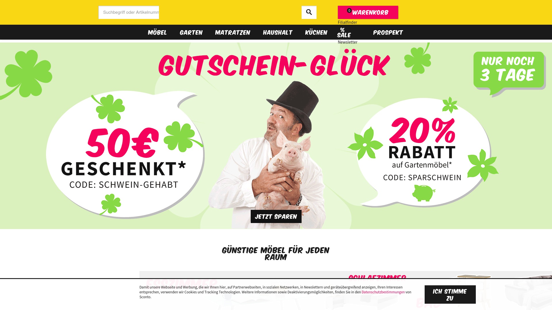 Geld zurück bei Sconto: Jetzt im Oktober 2026 Cashback für Sconto sichern