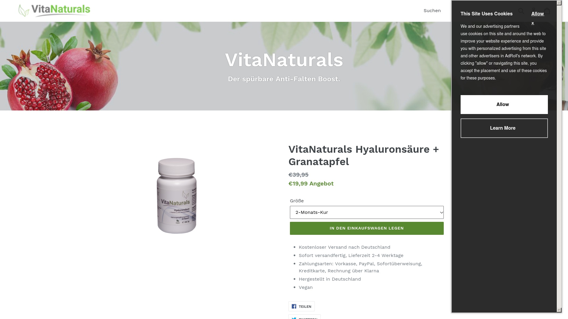 Geld zurück bei Vitanaturals: Jetzt im März 2024 Cashback für Vitanaturals sichern